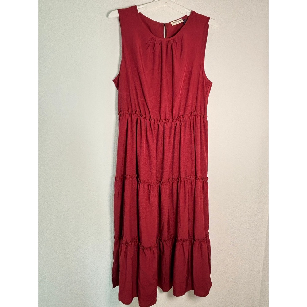 Anna-Kaci Burgundy Sleeveless Tiered Midi Dress XL JN2227BUR-XL‎ Wine Red